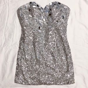 Sequin Rhinestone Mirror Mini Dress